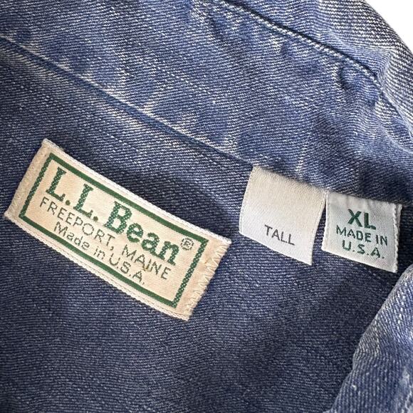 VTG L.L. Bean Denim Button-Up Shirt Plainsmen XL Western Ranch Wear Made in USA - Picture 3 of 9
